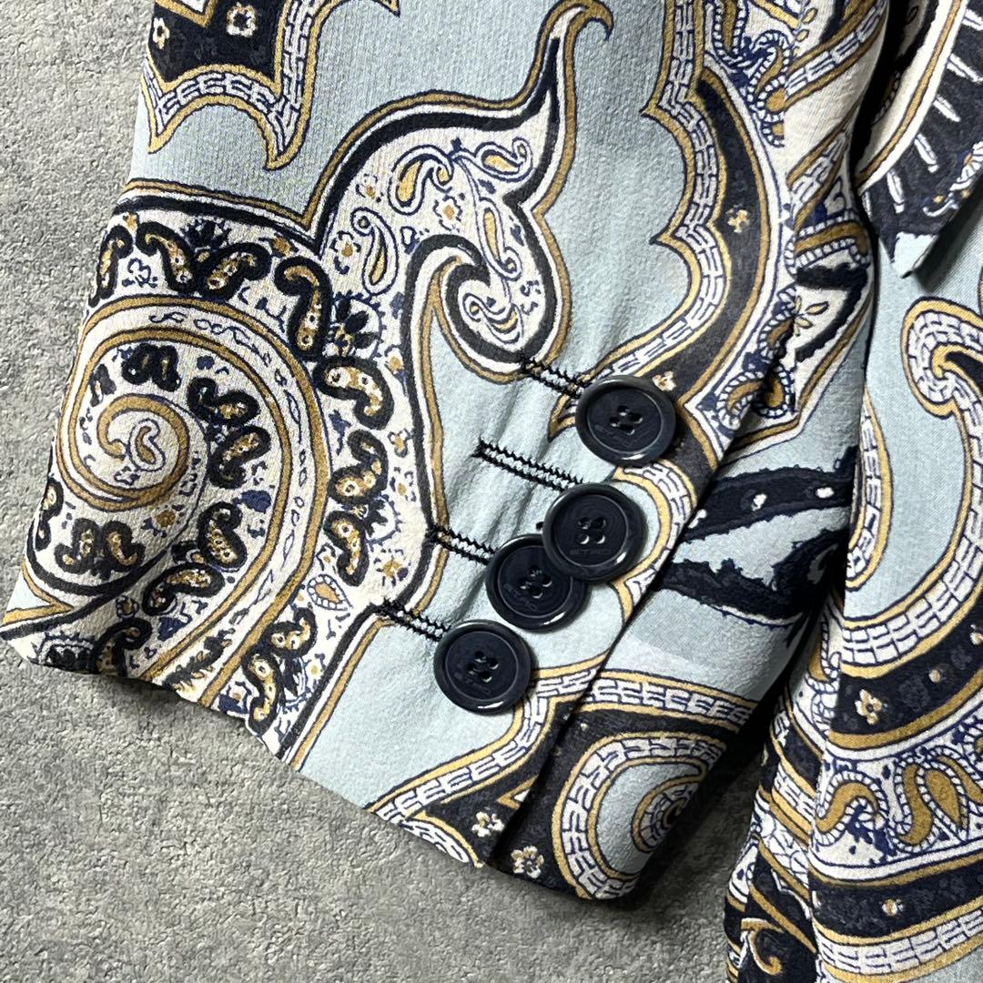 ETRO エトロ シルク100％ペイズリー柄テーラードジャケット44（XL)
