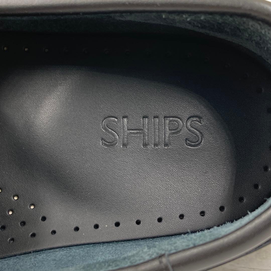 【美品】SHIPS シップス オイルレザー デッキシューズ モカシン 27cm黒