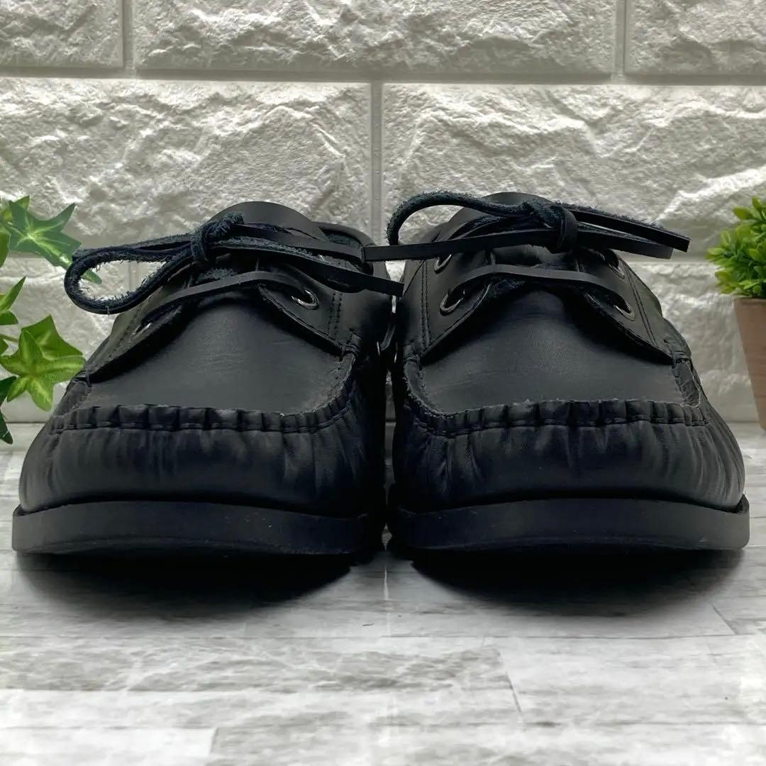 【美品】SHIPS シップス オイルレザー デッキシューズ モカシン 27cm黒