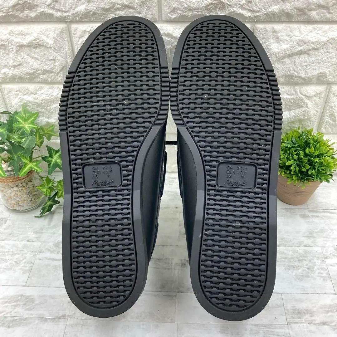 【美品】SHIPS シップス オイルレザー デッキシューズ モカシン 27cm黒