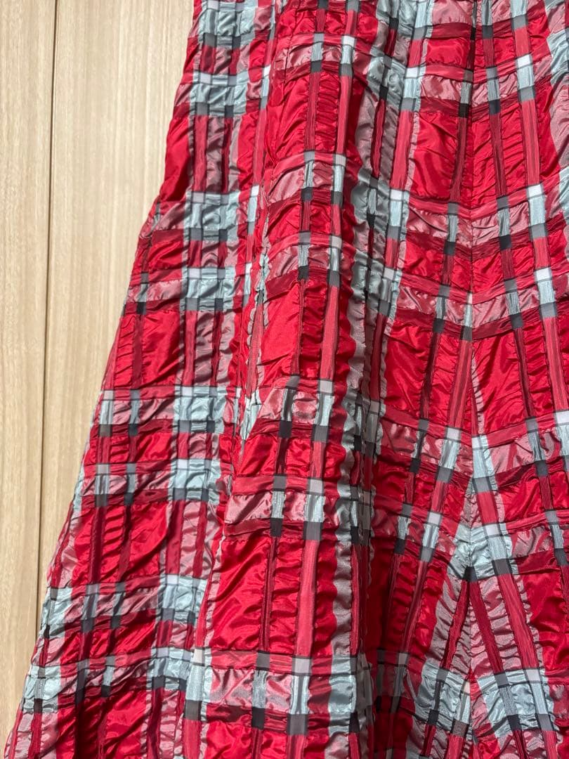 ANAYI スカート チェック 赤×水色