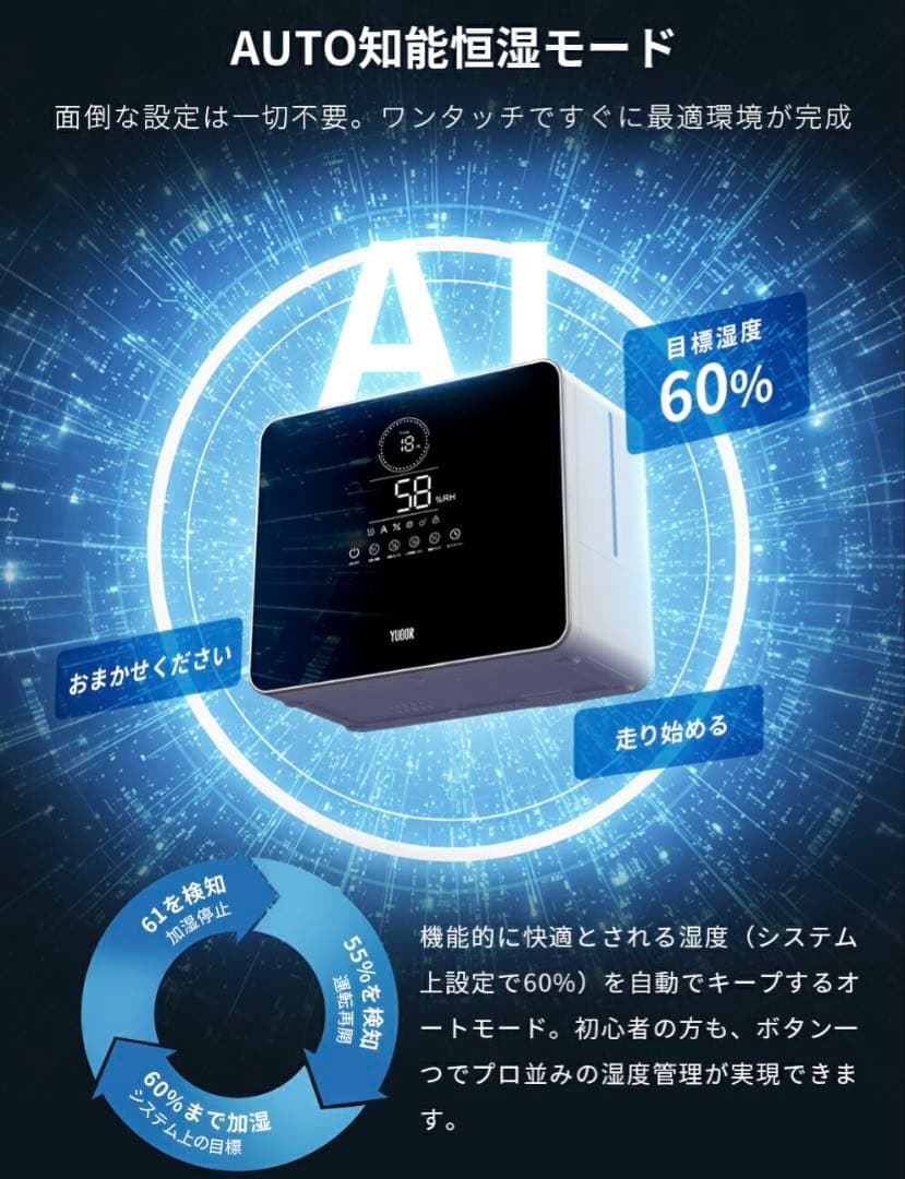 未使用新品 加湿器 大容量 9L 最新モデル AI加湿 5重除菌 ハイブリッド式