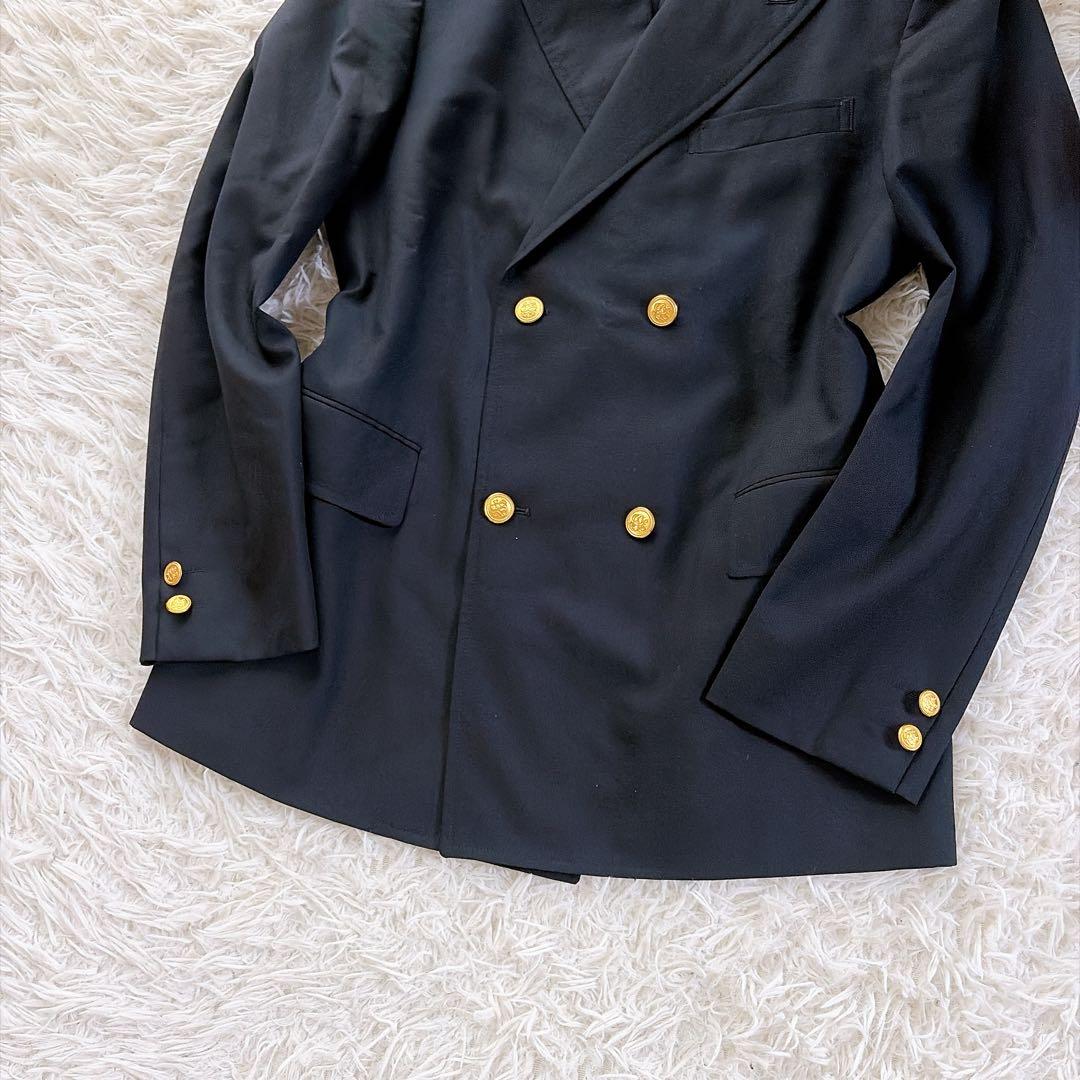 美品 Lサイズ相当 ジェイプレス ダブル ブレザー 銀ボタン 近年 ネイビー