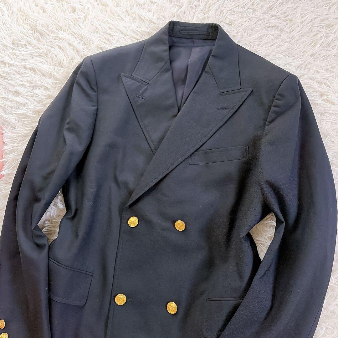美品 Lサイズ相当 ジェイプレス ダブル ブレザー 銀ボタン 近年 ネイビー