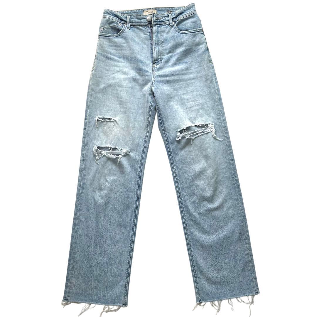 YANUK LEA ボーイズストレート 26 ダメージデニム カットオフ