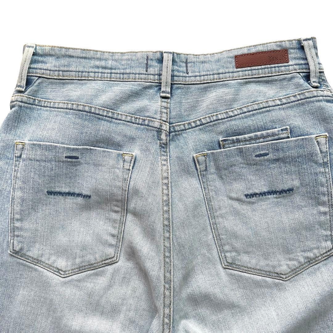 YANUK LEA ボーイズストレート 26 ダメージデニム カットオフ