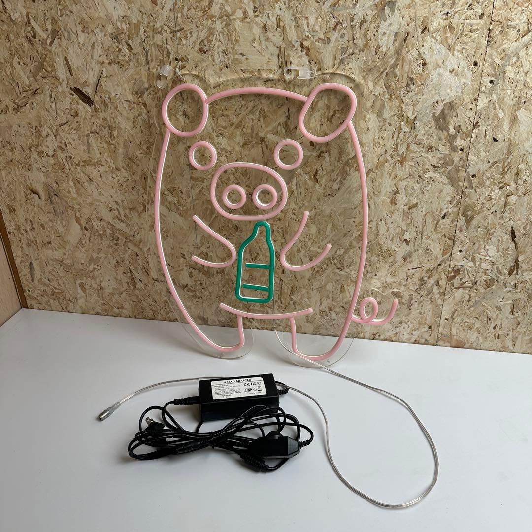 【レア美品✨】韓国 ネオンライト ブタ チャミスル ピンク インテリア