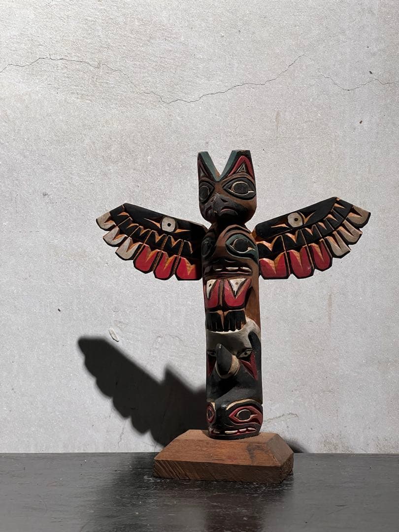 北米ヴィンテージ 木彫トーテムポール Ralph Francis／FolkArt