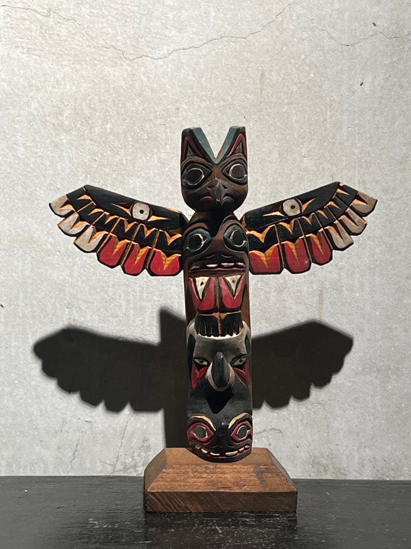 北米ヴィンテージ 木彫トーテムポール Ralph Francis／FolkArt