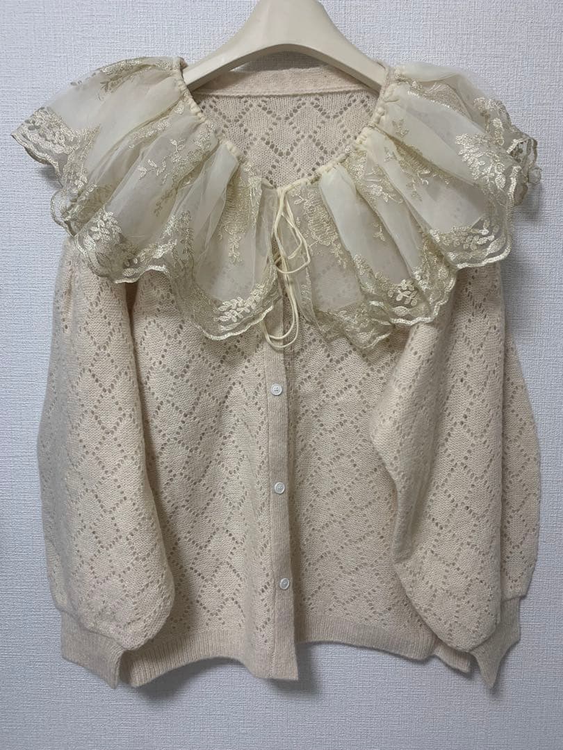トップス acka sheer frill knit cardigan