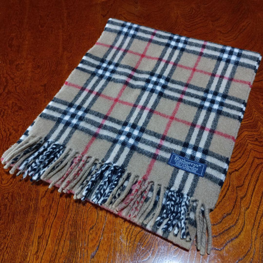 美品 バーバリー カシミア100％ マフラー ノバチェック ベージュ