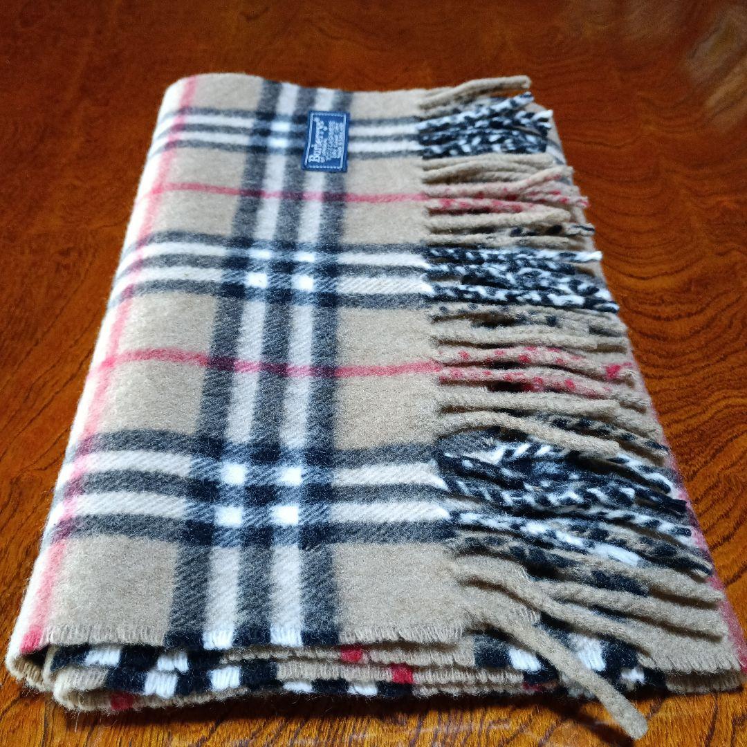 美品 バーバリー カシミア100％ マフラー ノバチェック ベージュ