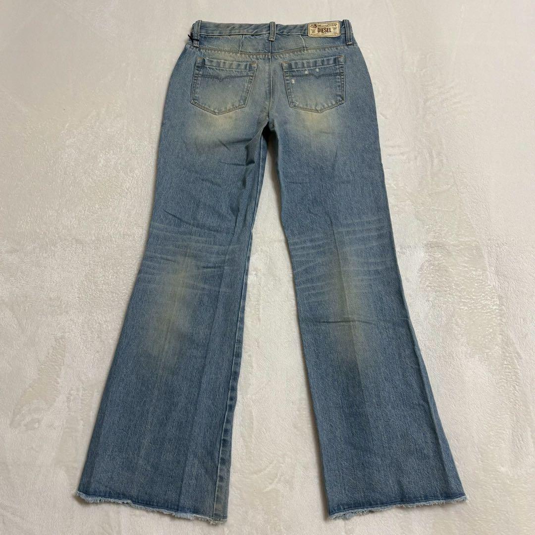 未使用✨DIESEL フレアレッグ　デニムパンツ　ダメージ加工 ブルー　26