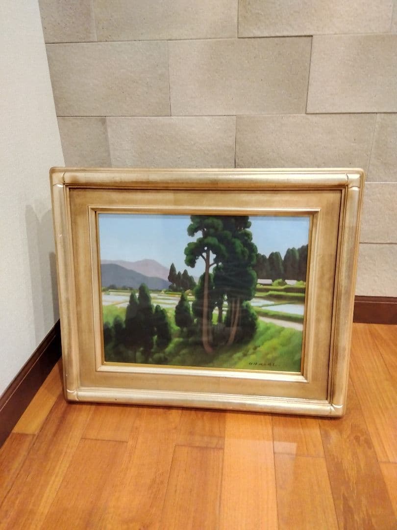 油絵　春の杉