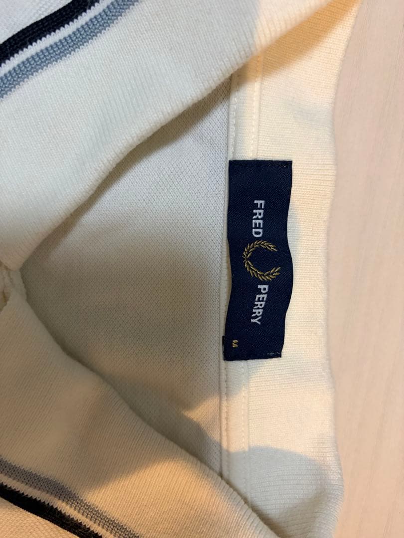 FRED PERRY ホワイト 長袖ポロシャツ S