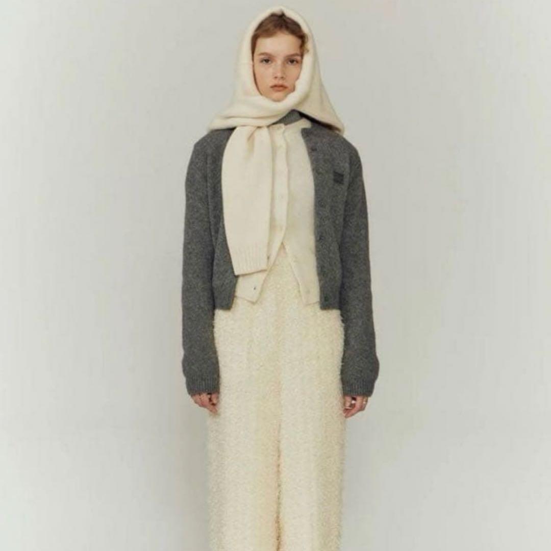 Èaphi WOOL KNIT LOGO CARDIGAN グレー　eaphi