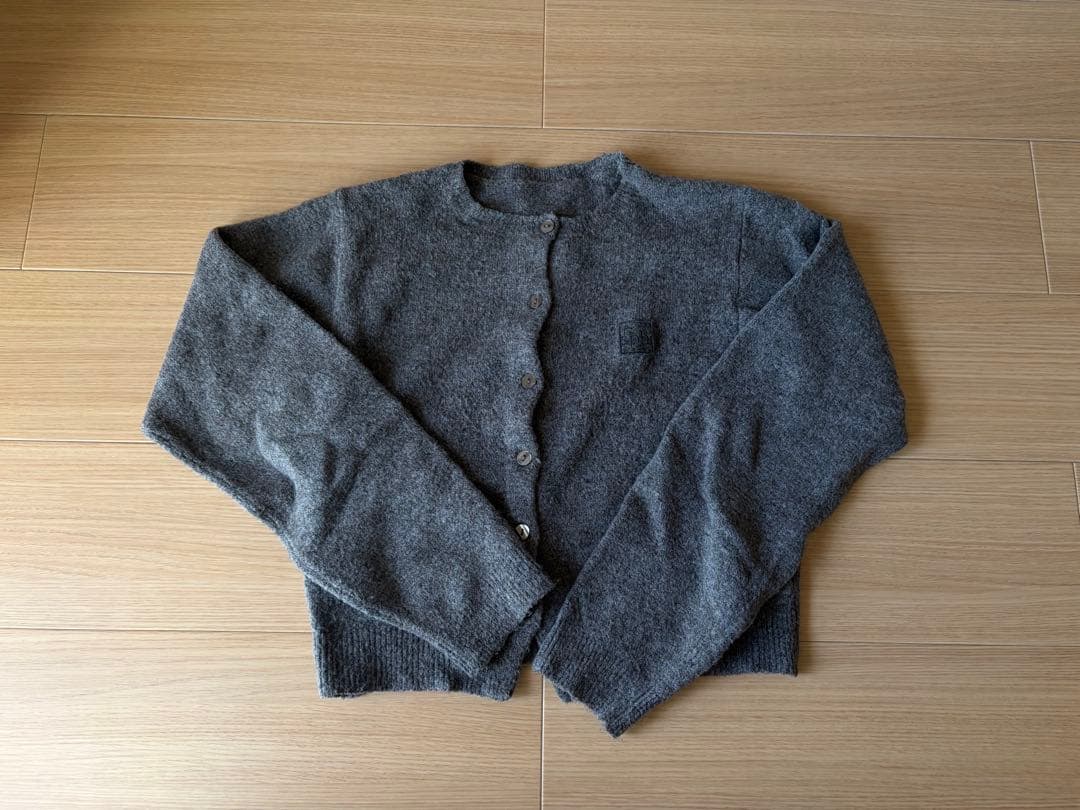 Èaphi WOOL KNIT LOGO CARDIGAN グレー　eaphi