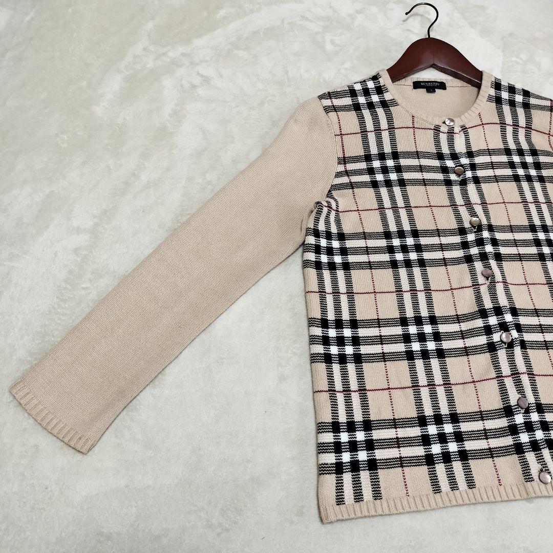 BURBERRY　ノバチェック　コットンニットカーディガン　玉虫色釦　2サイズ