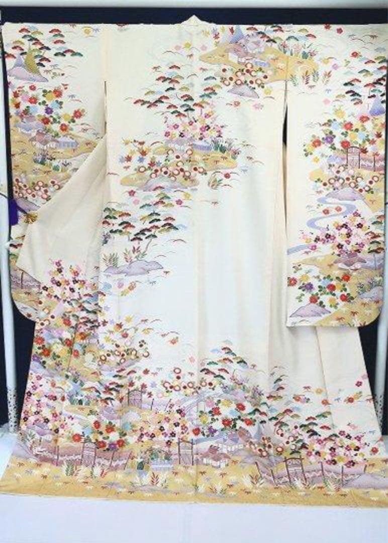 最終sale☆振袖 京友禅 古典柄 吉祥柄 クリーム
