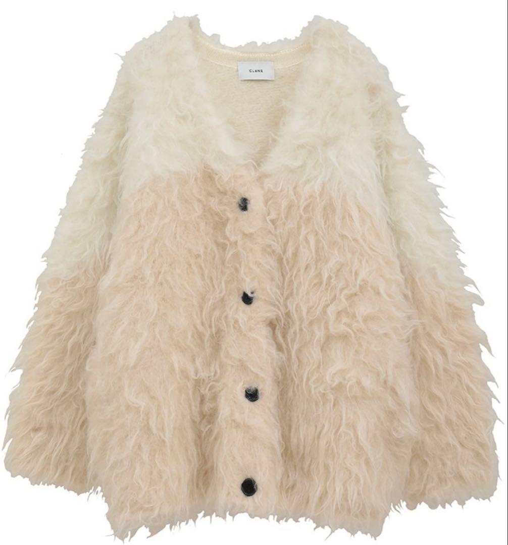 新品タグ付CLANE BI COLOR SHAGGY KNIT CARDIGAN