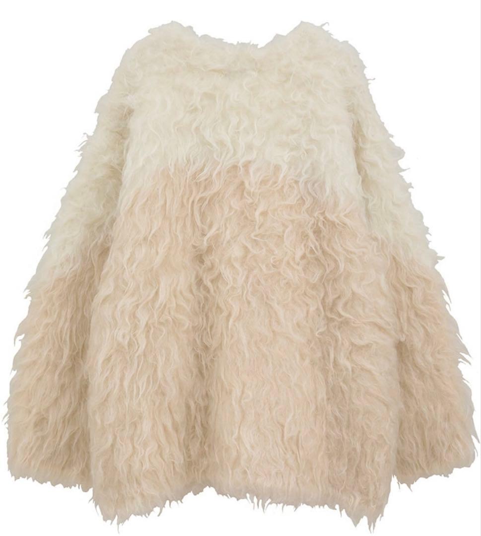 新品タグ付CLANE BI COLOR SHAGGY KNIT CARDIGAN