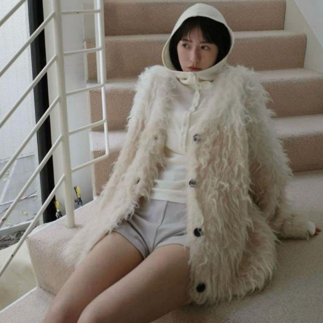 新品タグ付CLANE BI COLOR SHAGGY KNIT CARDIGAN