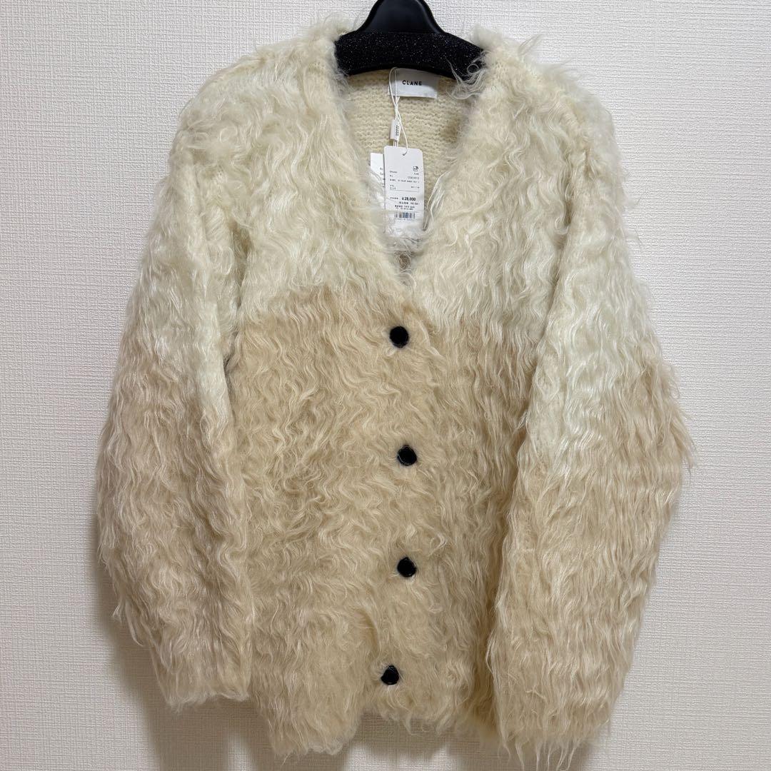 新品タグ付CLANE BI COLOR SHAGGY KNIT CARDIGAN