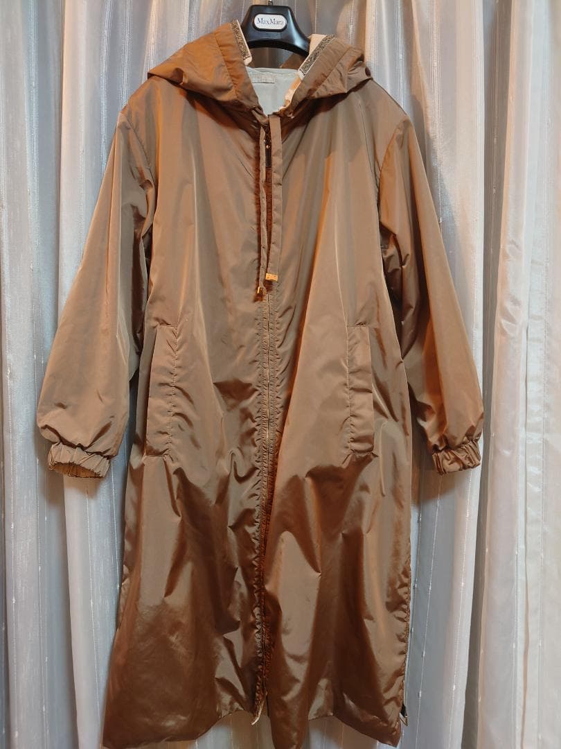 お値下げ☆極美品MAXMARA THECUBE☆ビジュータフタコートブラウン４０
