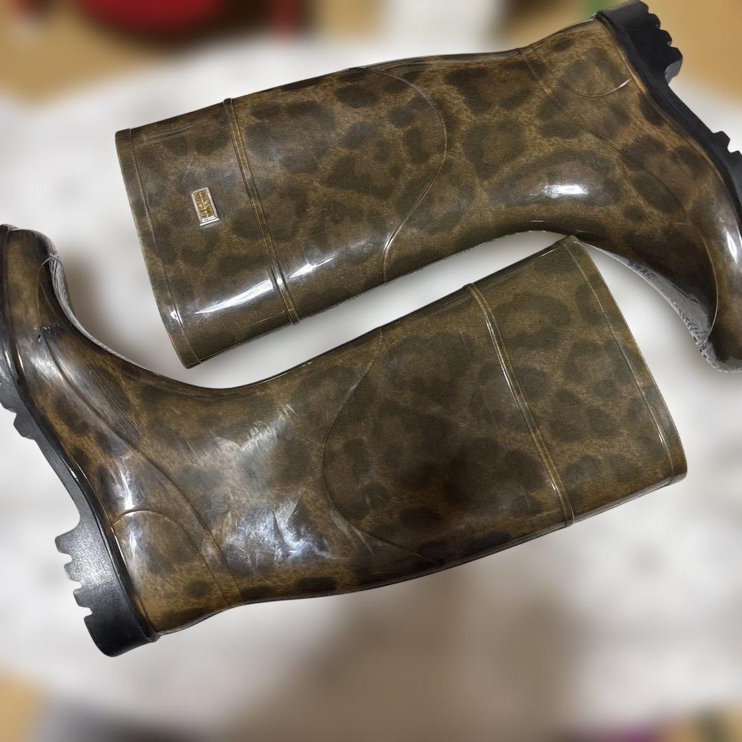 美品♡D&Gドルガバレインブーツ長靴23.5cm ヒョウ柄レオパード