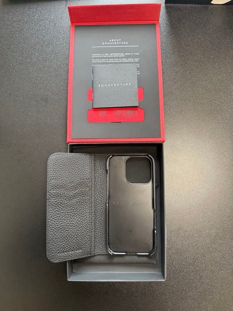 iPhone16 Pro BONAVENTURAケース 手帳型 BLACK
