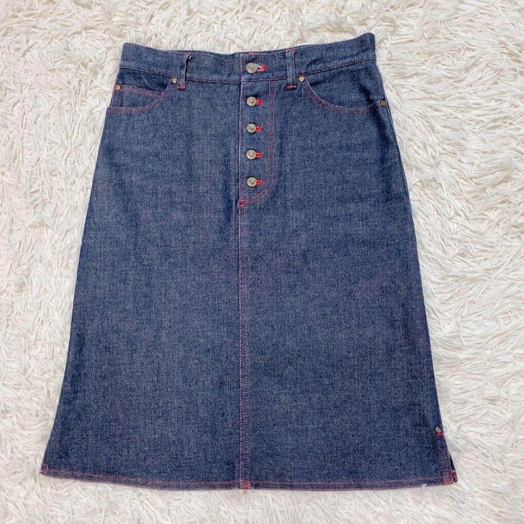 【希少】ヴィヴィアンタム デニムスカート ドラゴン刺繍 ボタン 美品