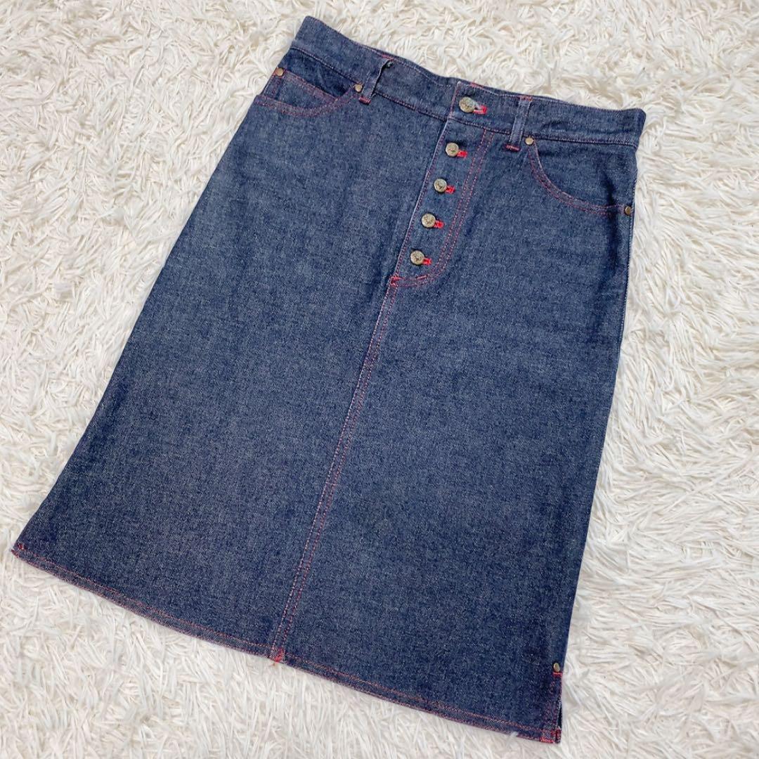 【希少】ヴィヴィアンタム デニムスカート ドラゴン刺繍 ボタン 美品