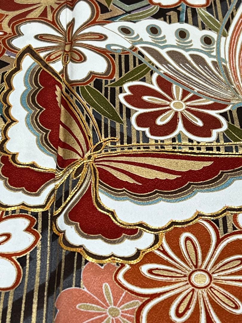 振り袖　フルセット　長襦袢付　成人式　結婚式　赤　金彩加工　刺繍入り　817