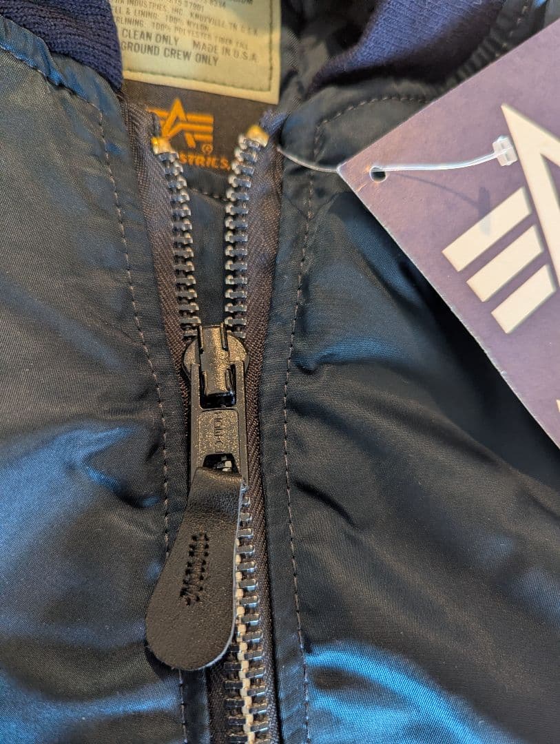 ALPHA MA-1USA製 タグ付未使用品 Mサイズ ネイビー グランドクルー