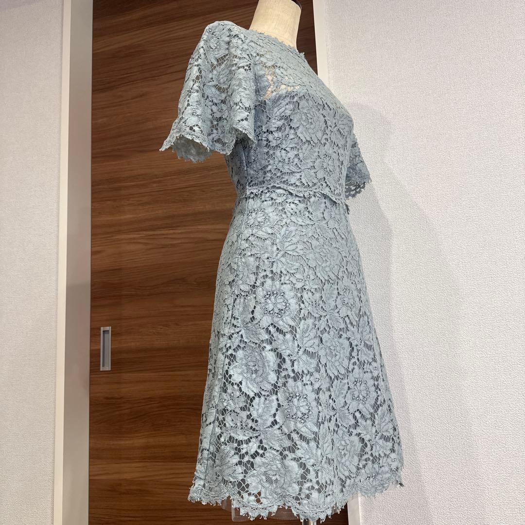 VALENTINOライトブルー レース 半袖ワンピース