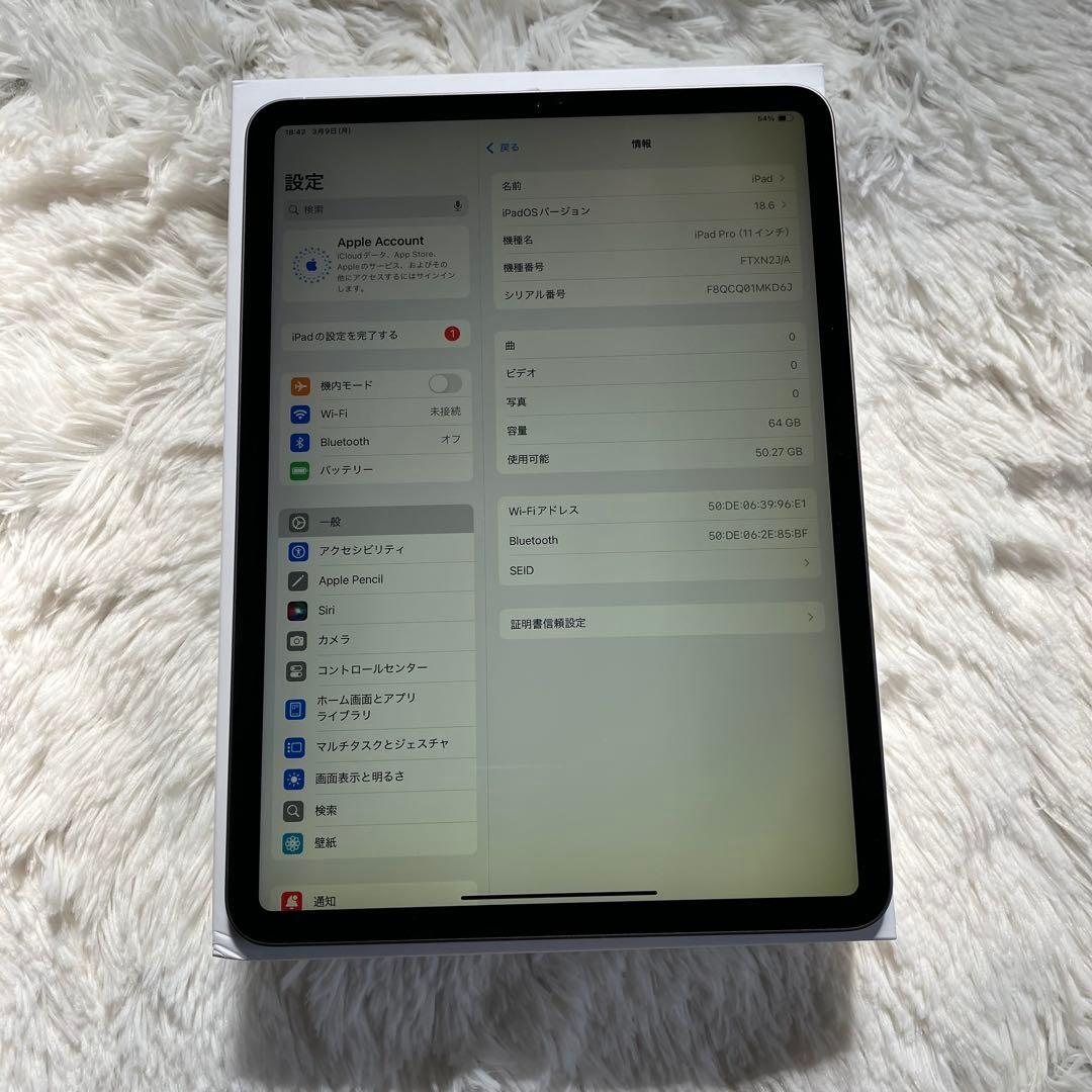 【完動品】iPad Pro 11インチ 第1世代 64GB 【すぐ発送】