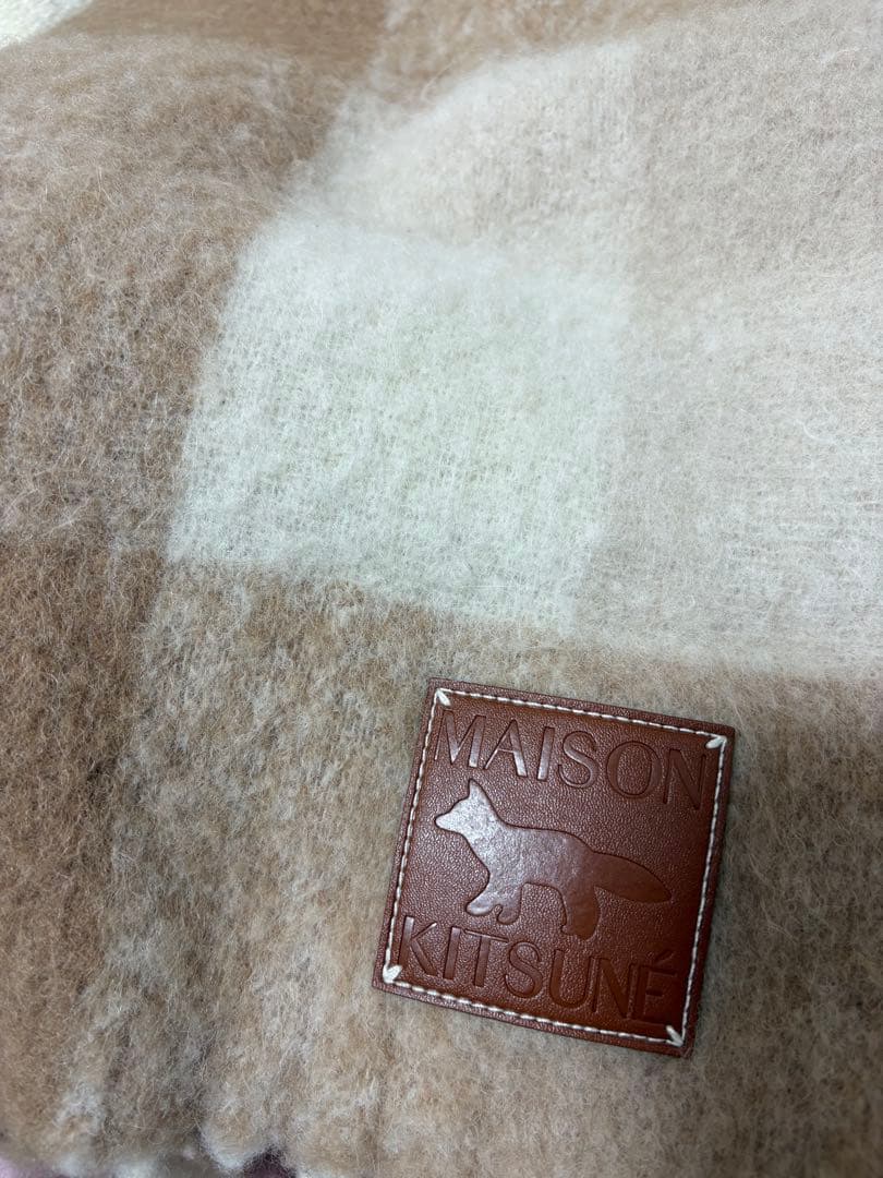 メゾンキツネ　チェックフリンジマフラー