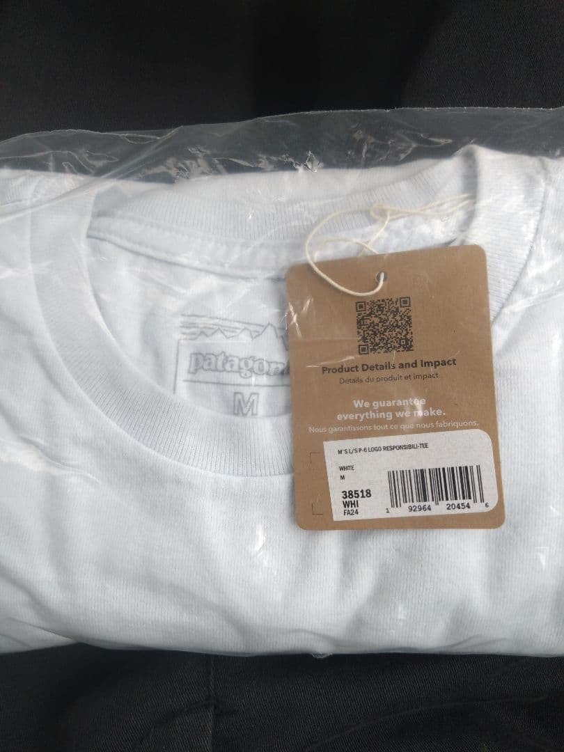 新品未使用　patagonia メンズ 長袖　 Tシャツ M ホワイト