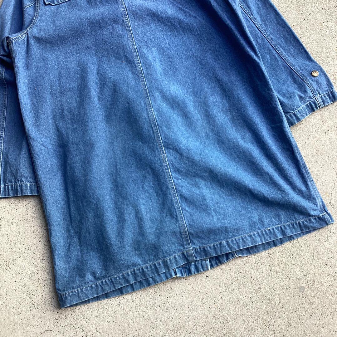 90s Denim&co デニム ダッフルコート 裏地ブランケット 取り外し可
