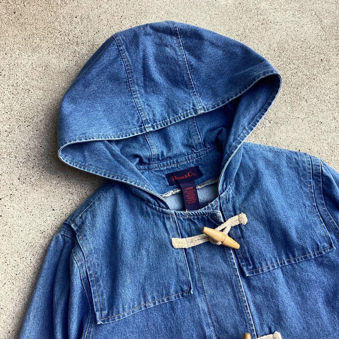 90s Denim&co デニム ダッフルコート 裏地ブランケット 取り外し可