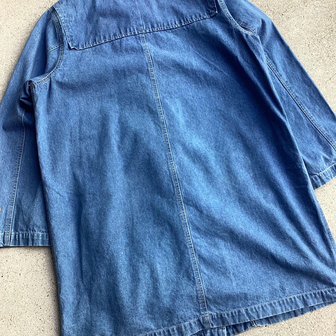90s Denim&co デニム ダッフルコート 裏地ブランケット 取り外し可