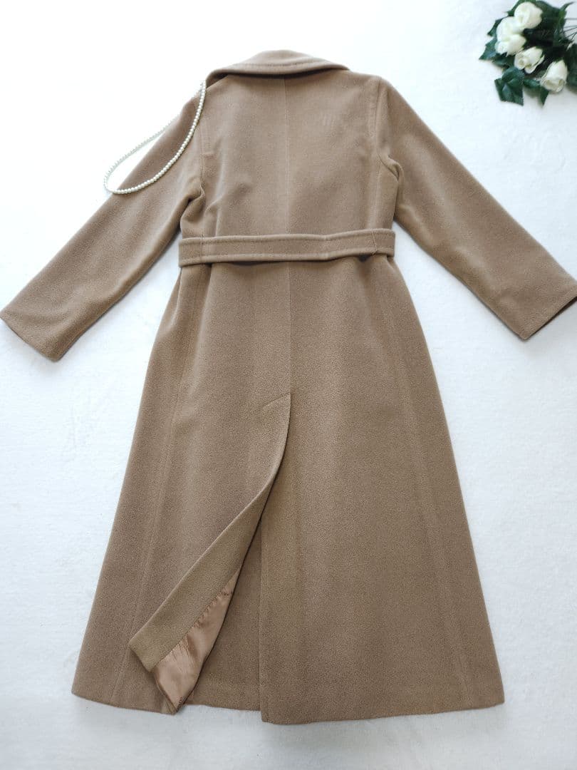MaxMara 32万 高級ロングガウンベルテッドコート アンゴラ