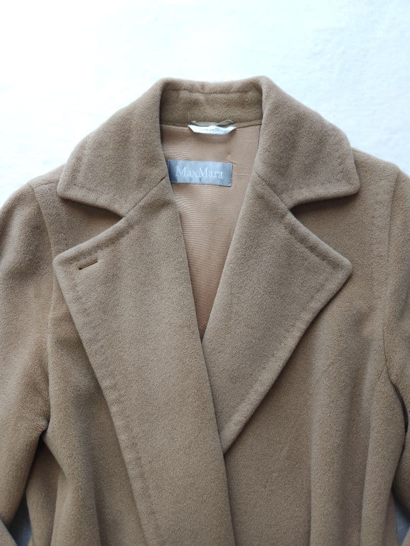 MaxMara 32万 高級ロングガウンベルテッドコート アンゴラ