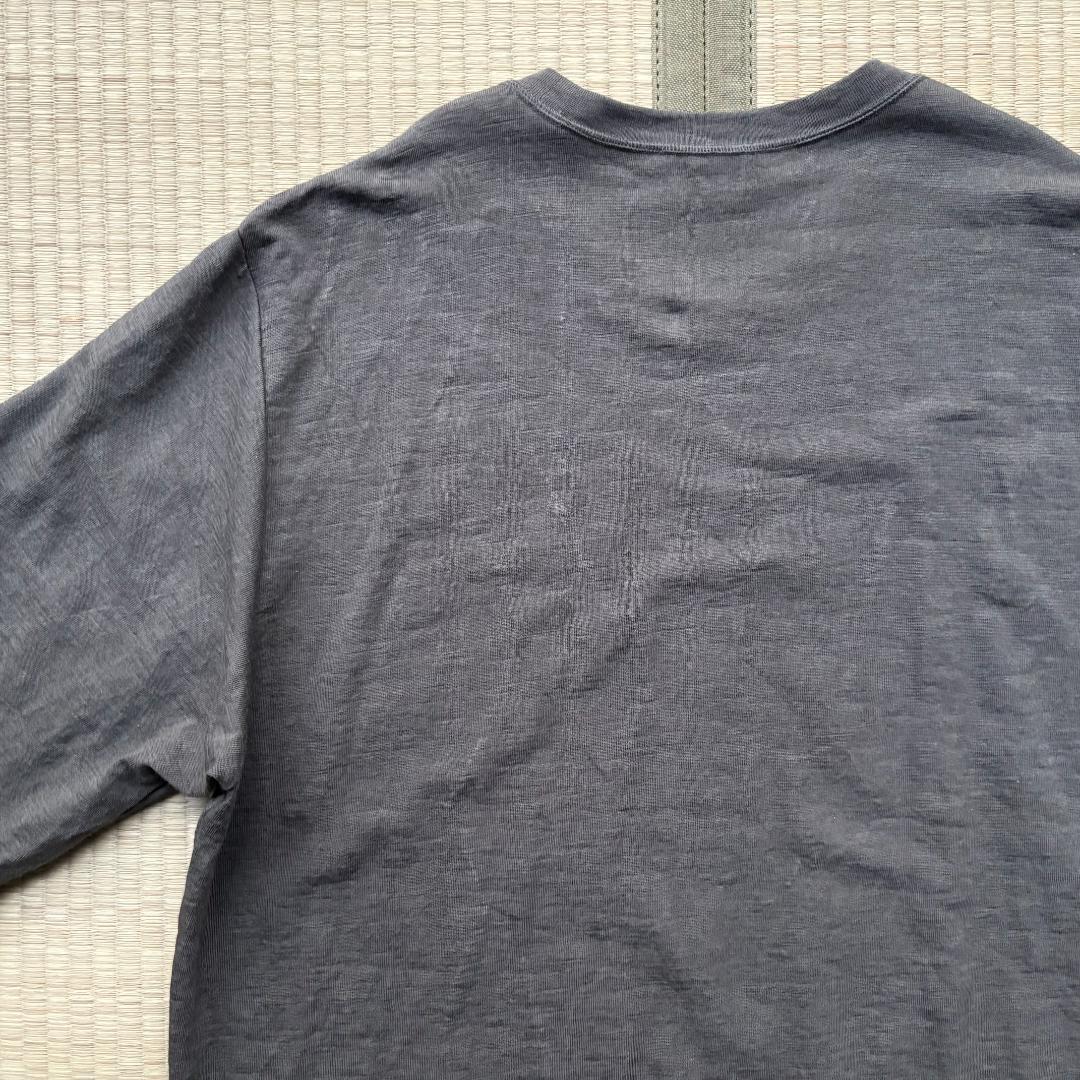 山内 塩縮加工リネンニットTシャツ チャコールグリーン サイズ4