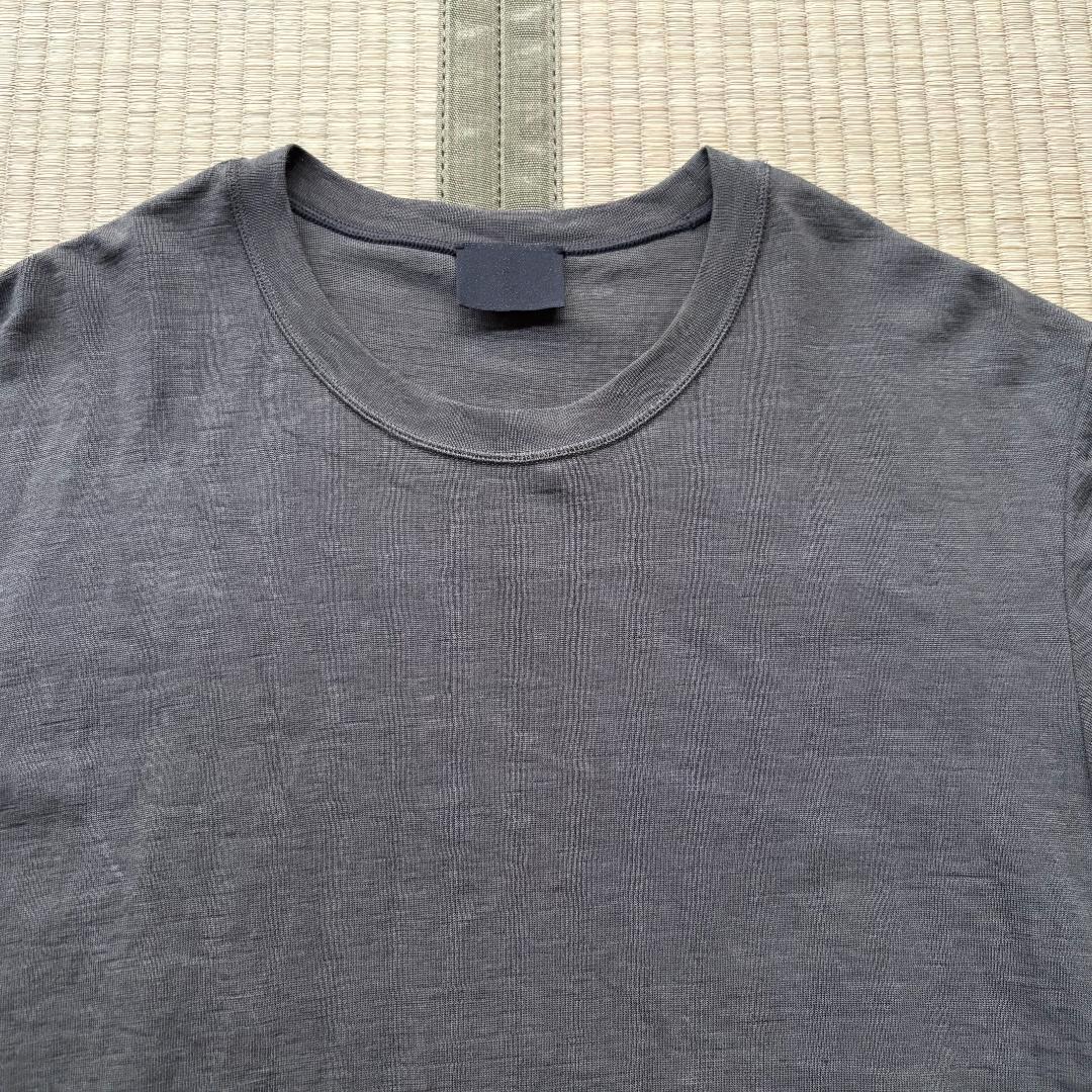 山内 塩縮加工リネンニットTシャツ チャコールグリーン サイズ4