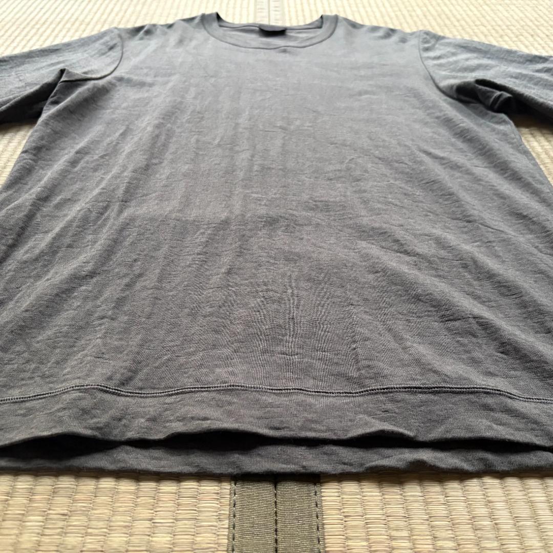 山内 塩縮加工リネンニットTシャツ チャコールグリーン サイズ4