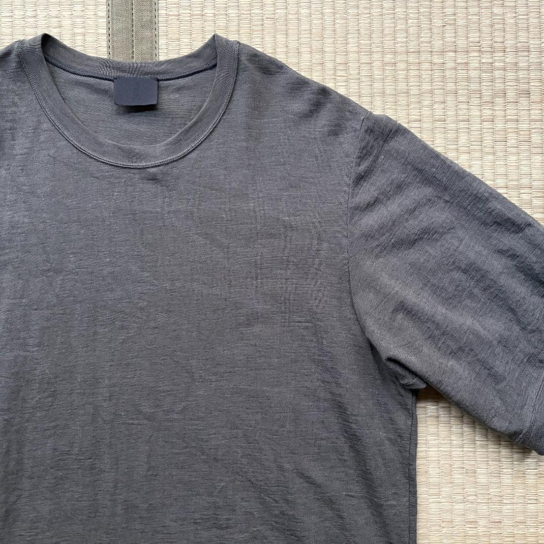 山内 塩縮加工リネンニットTシャツ チャコールグリーン サイズ4