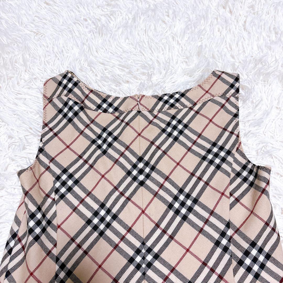 BURBURRY ワンピース ノバチェック ホースロゴ 刺繍 ノースリーブ 38
