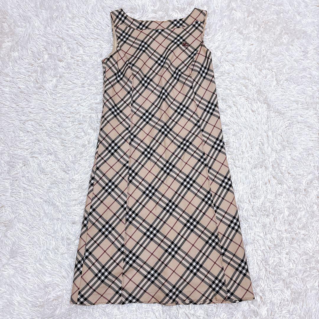 BURBURRY ワンピース ノバチェック ホースロゴ 刺繍 ノースリーブ 38