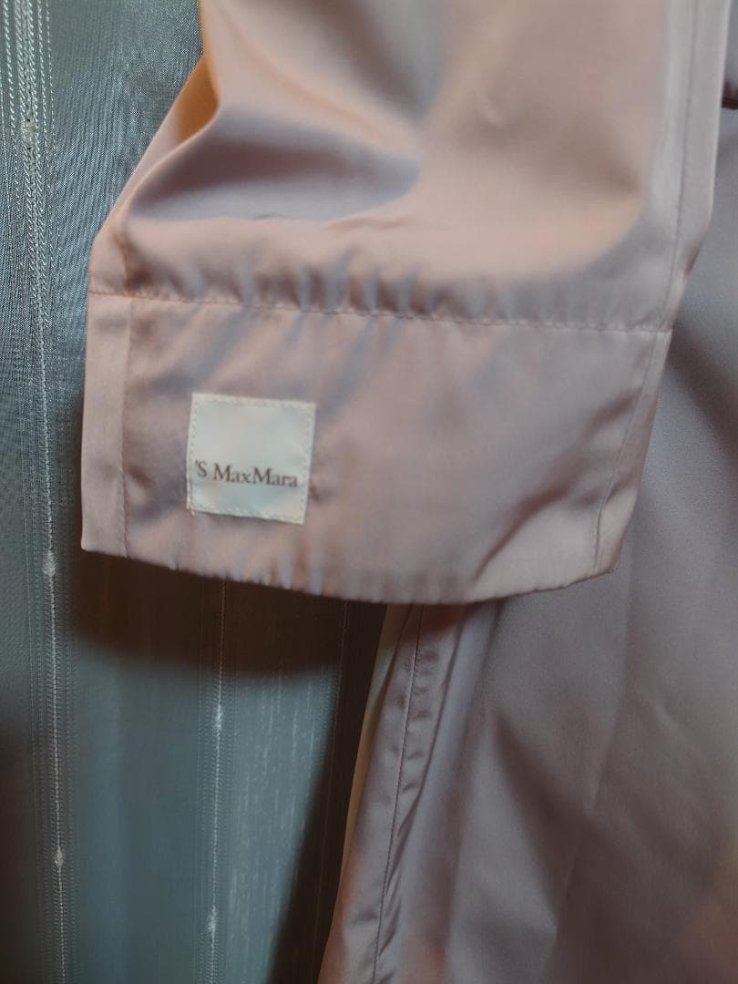 美品☆SMaxMara☆リバーシブル薄紫ビジューフードタフタコート☆４０